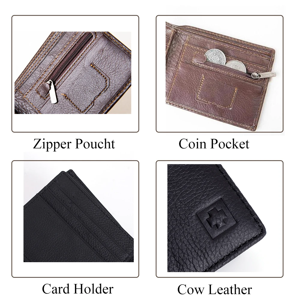 Мужской короткий кошелек из натуральной кожи с RFID защитой|brand purse|business pursesfashion brand - Фото №1