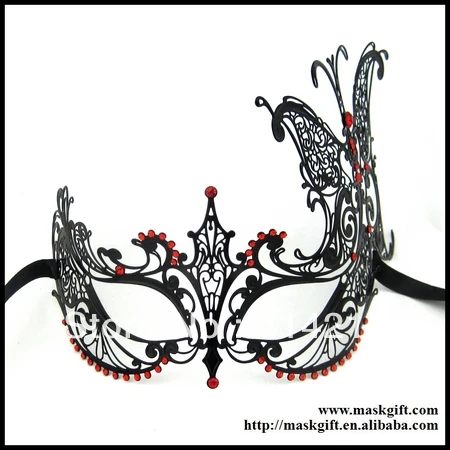 Бесплатная доставка черная блестящая Венецианская металлическая Маскарадная