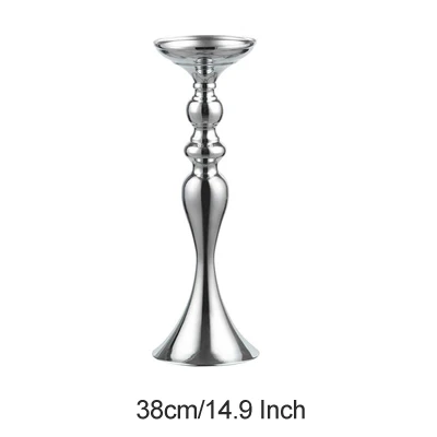 38cm Silver ERMAKOVA серебряный подсвечник стойка колонна подсвечник событие дорога свинец цветок стойка для Вазы Свадьба Ужин события центральный элемент - Цвет: 38cm Silver