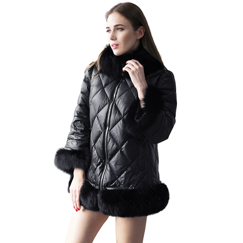 2018 зимние теплые женские ультра легкий пуховик реального парка с меховым