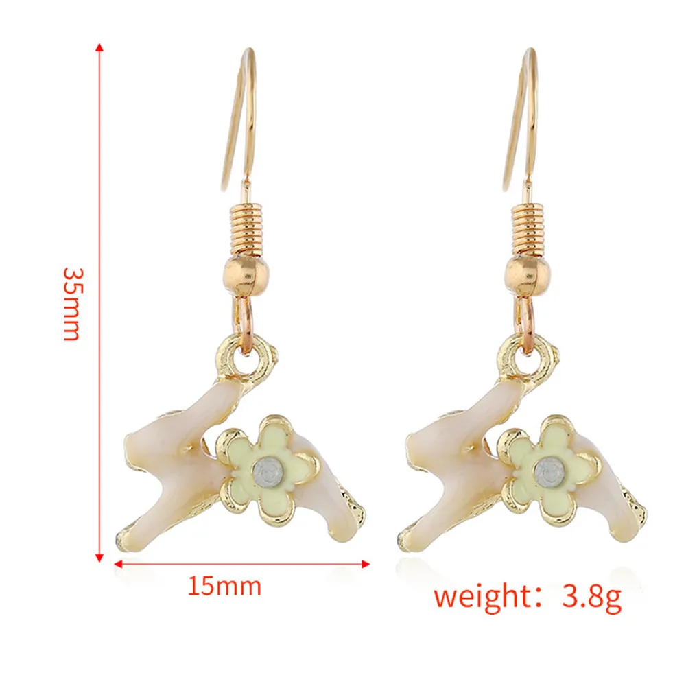 CRLEY милые серьги с кроликом для бега эмалью цветком горячая Распродажа