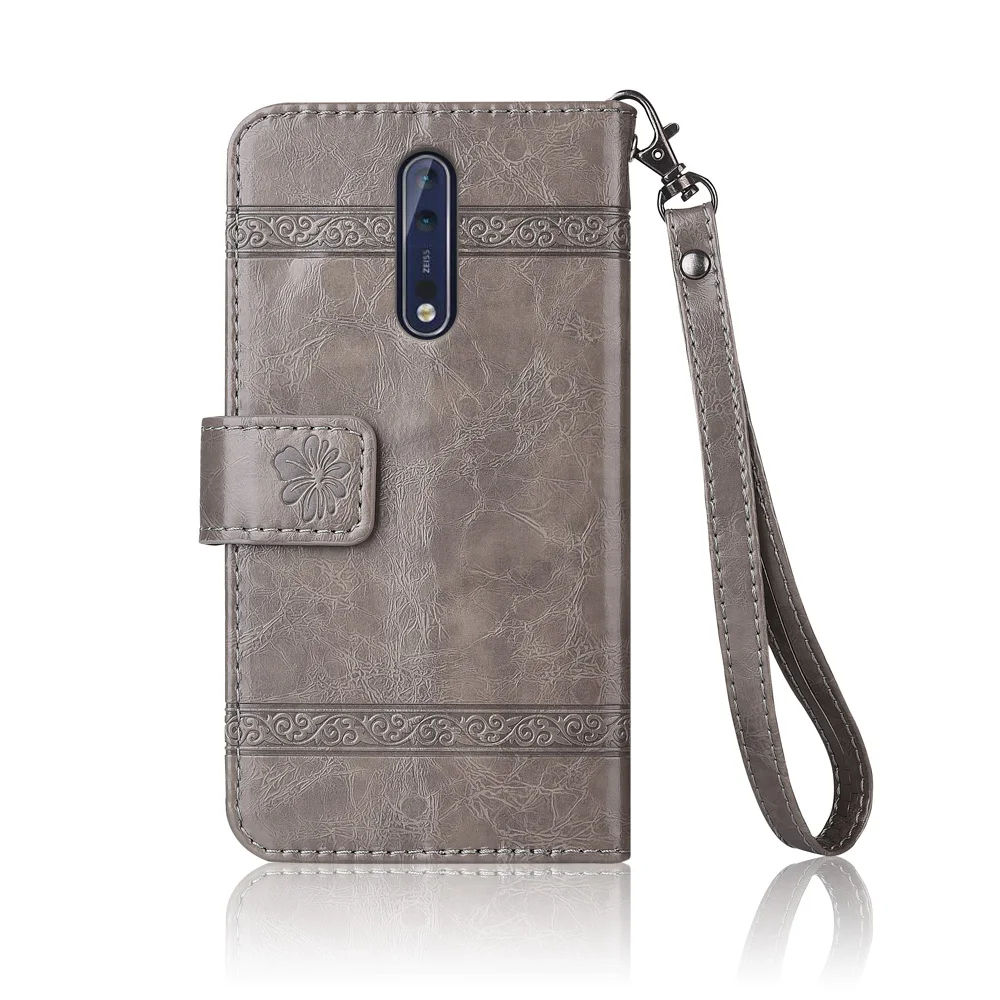 Флип кожаный чехол для Nokia 8 TA-1004 Fundas с цветочным принтом чехлы-бумажники ремешком