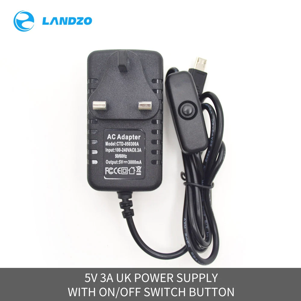 Блок питания 5 В 3 А Raspberry Pi B + кнопка переключения адаптера постоянного тока с