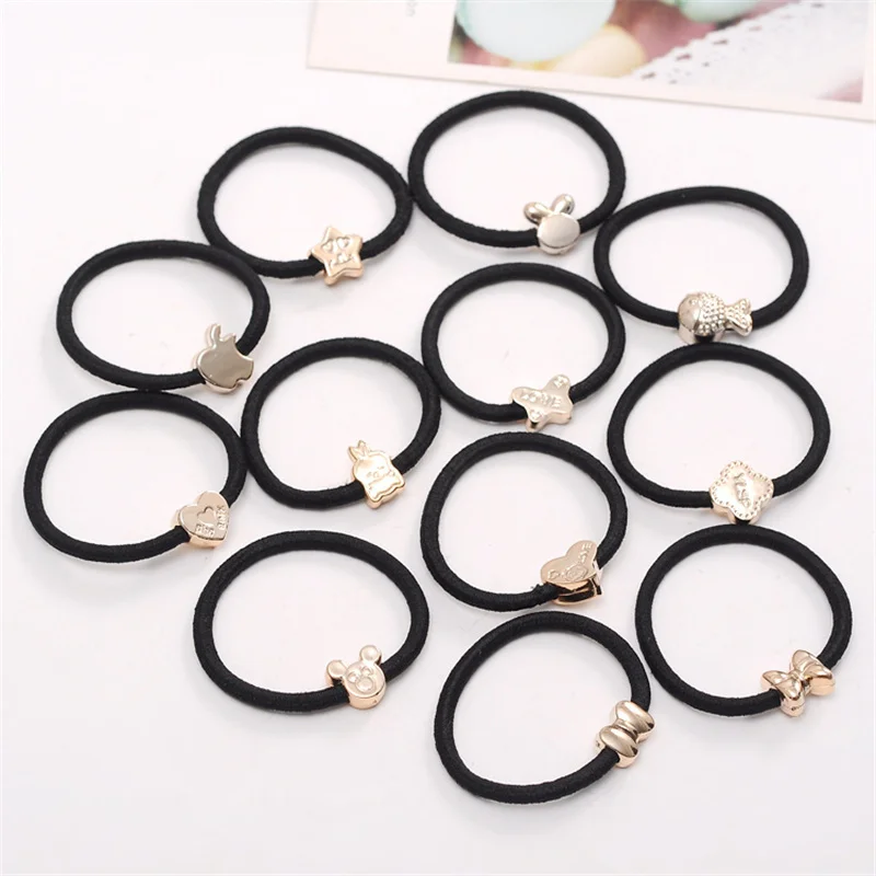 20 шт./лот аксессуары для волос девочек эластичные повязки с бантом Черные Резинки