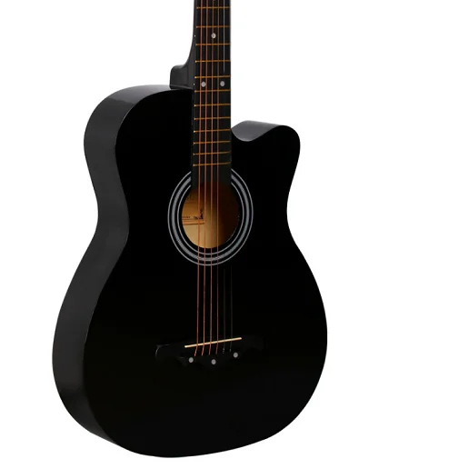 38 inch Acoustic Guitar for Beginners Guitar Sets with Capo Picks 6 Strings Guitar Basswood 13 Colors Musical Instruments AGT166 - Color: 38 inch black