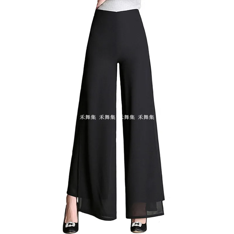 Modern Dance Wide-legged Trousers Lady Ballroom Girls Latin Pant Square High-waisted B-6885 | Тематическая одежда и