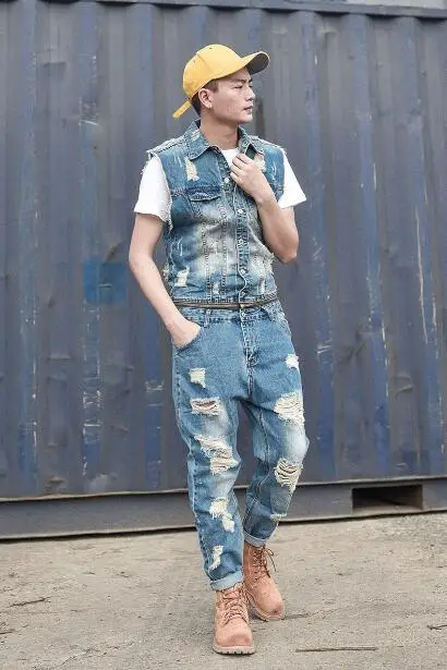 

Новинка 2022, модный синий джинсовый комбинезон в стиле ретро, облегающий трендовый комбинезон, Молодежные комбинезоны с девятью брюками, кос...