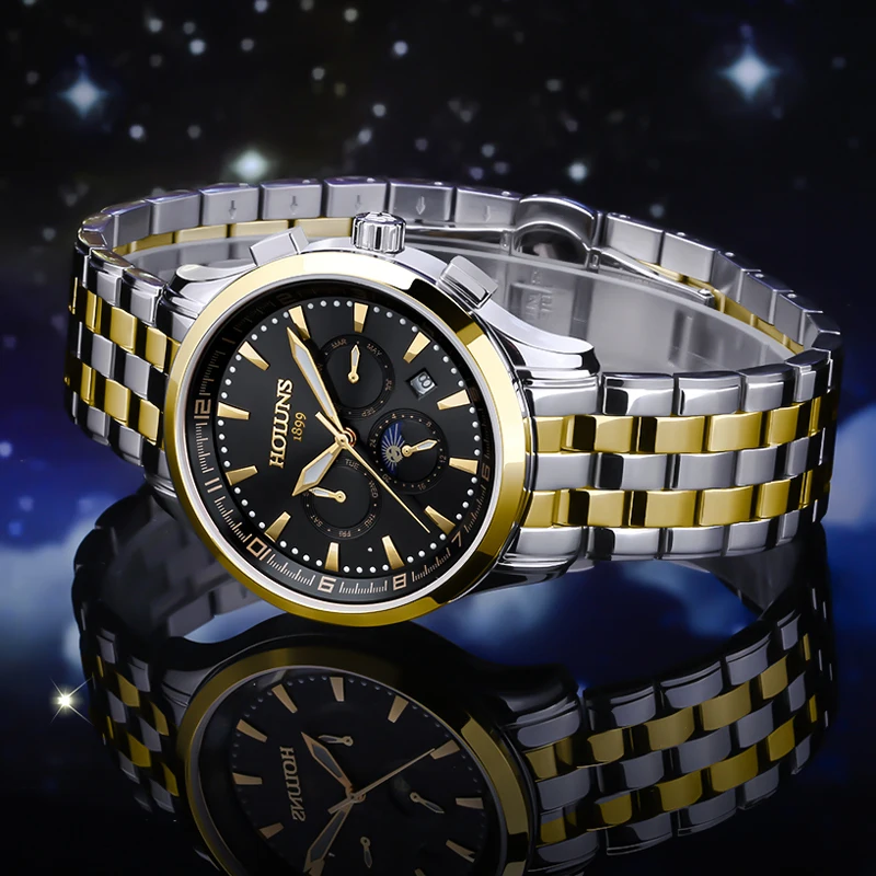 Часы мужские автоматические водонепроницаемые из нержавеющей стали|relogio brand|relogio