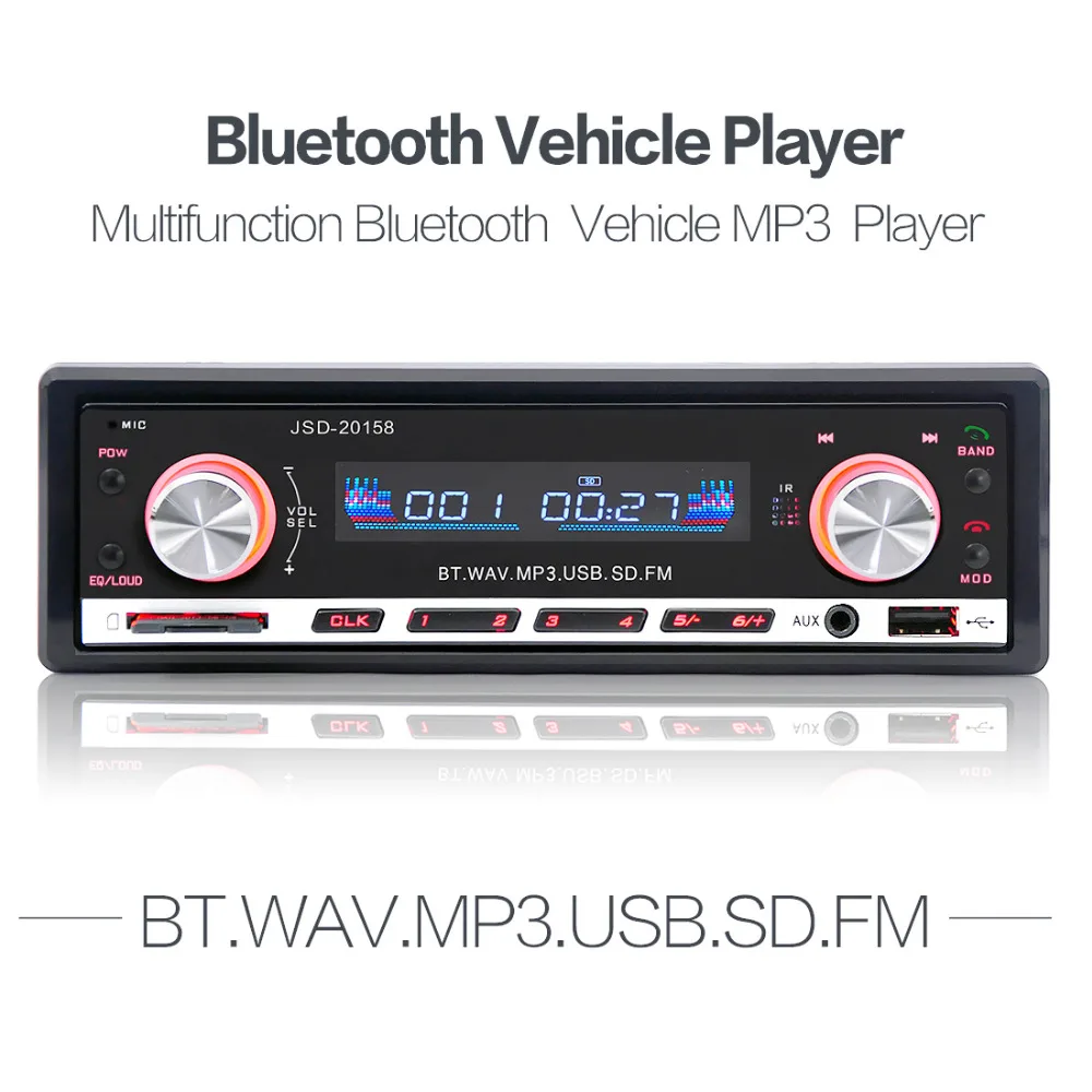 JSD-20158 12V автомобильный Радио стерео плеер Bluetooth телефон MP3 FM/usb зарядка автомобильный аудио плеер с пультом дистанционного управления