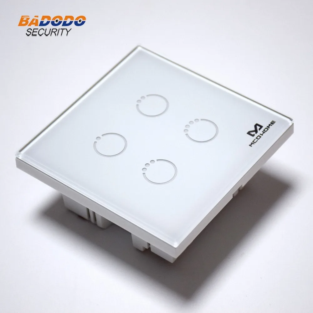 Z Wave Plus MCO дома Стекло сенсорный Панель выключатель питания EU868.42MHz 4 gang на