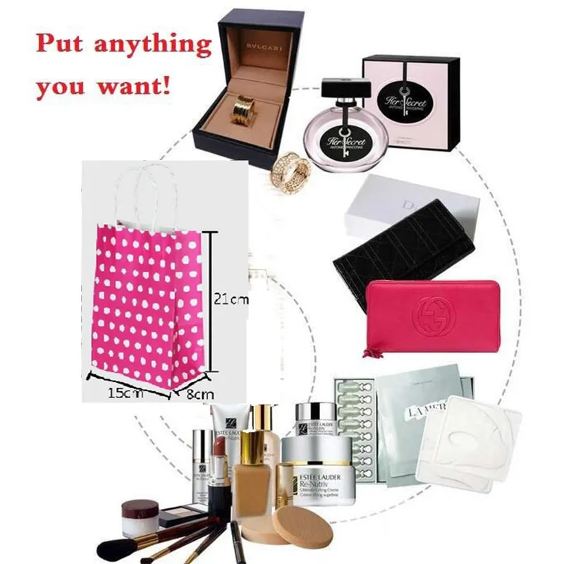 10 шт. бумажные сумки в горошек 21 х15х8 см|bags with|bags with handlesbag wedding |