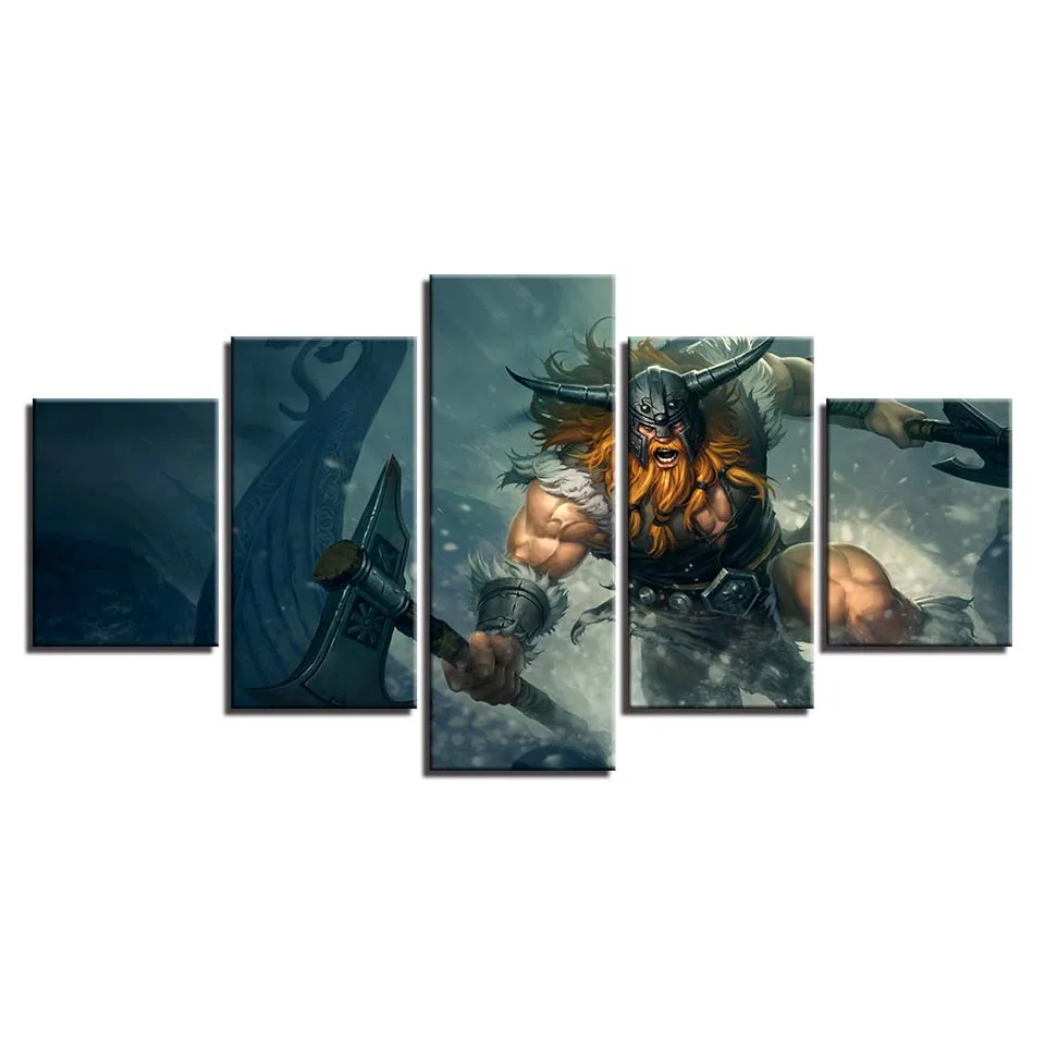Decoration Canvas Painting HD Prints Home Hero Alliance 5 Pieces Game Wall Art Modular Pictures Artwork Creative Poster For Gift | Дом и сад