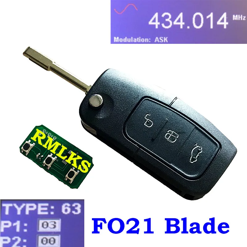 RMLKS дистанционный брелок 3 кнопки 315 МГц 433 МГц 4D63 40bit ID83 4D60 80Bit чип подходит для Ford Focus Fiesta C Max Ka HU101 Blade