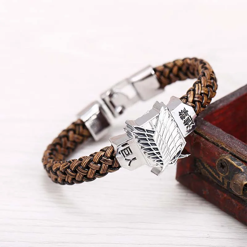 

Anime Attack on Titan Knit Bracelet Cosplay Costumes Accessories Props Black Punk Fashion Bracelets