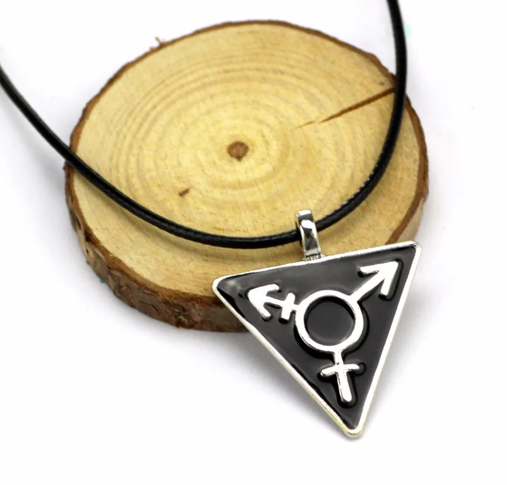 Темно черное транссексуал ожерелье мужской женский символ треугольник гей кулон