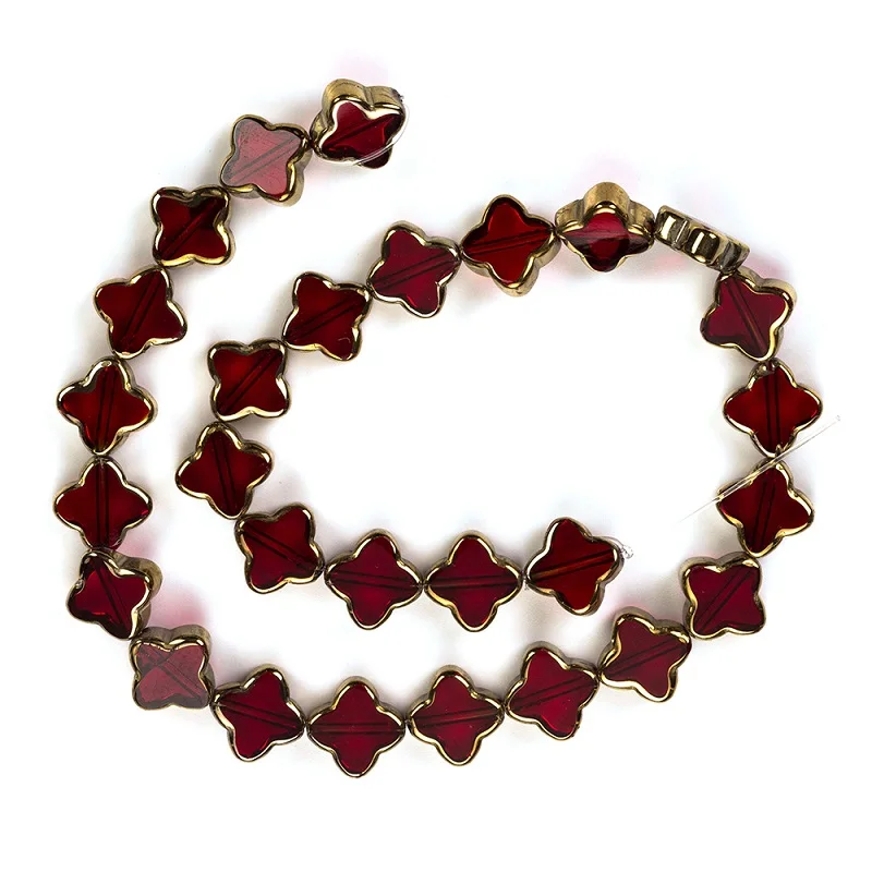 RD MEIBEADS, Кристальное стекло, четыре листа, форма цветка, распорка, красочные стеклянные бусины, аксессуары, подходит для браслета, сделай сам, изготовление ювелирных изделий EY5186 - Цвет: RD
