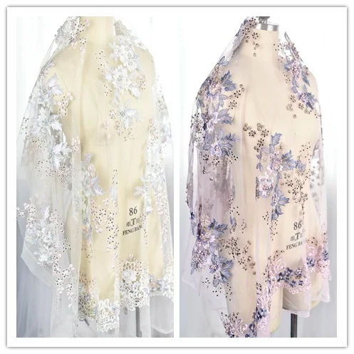 Роскошная кружевная ткань для вышивки перьями 1 м свадебное платье Отделка