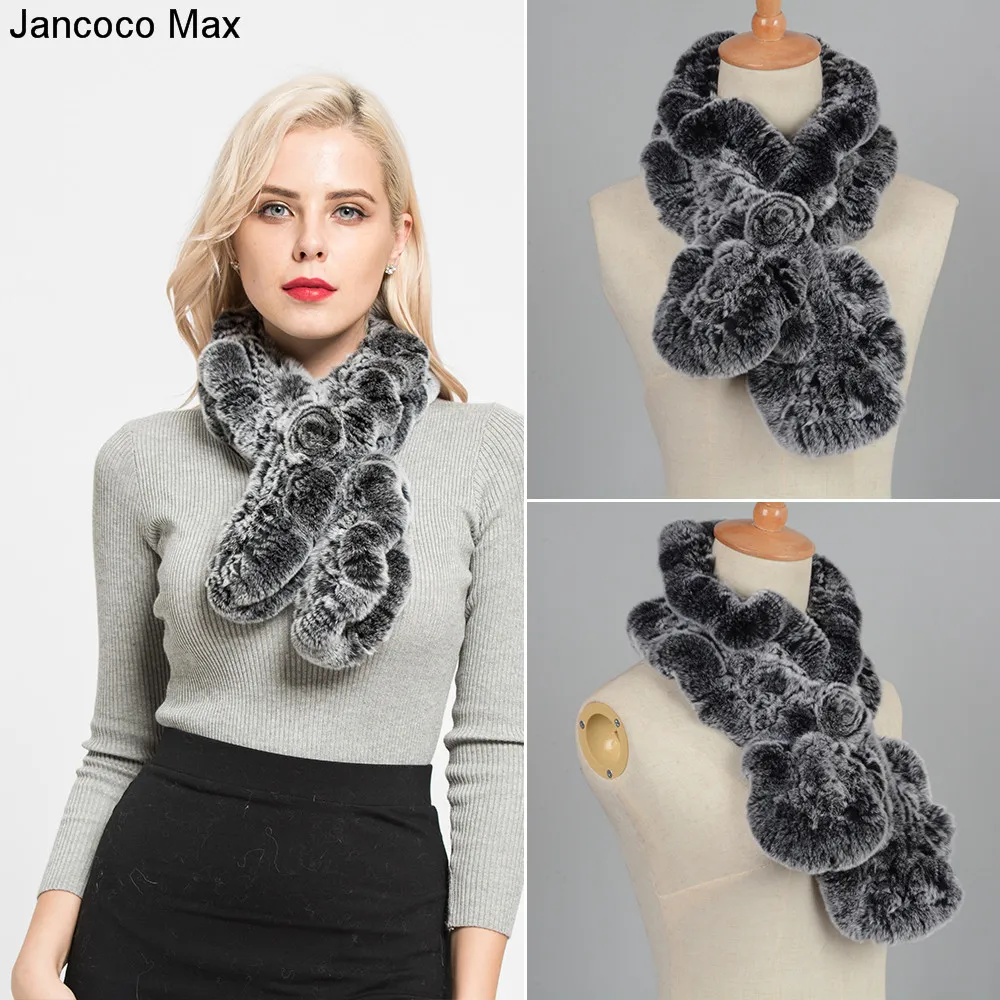 Jancoco Max Новое поступление толстый теплый Настоящий мех кролика шарф весна осень зима шейный платок мягкая Муфельная S7119
