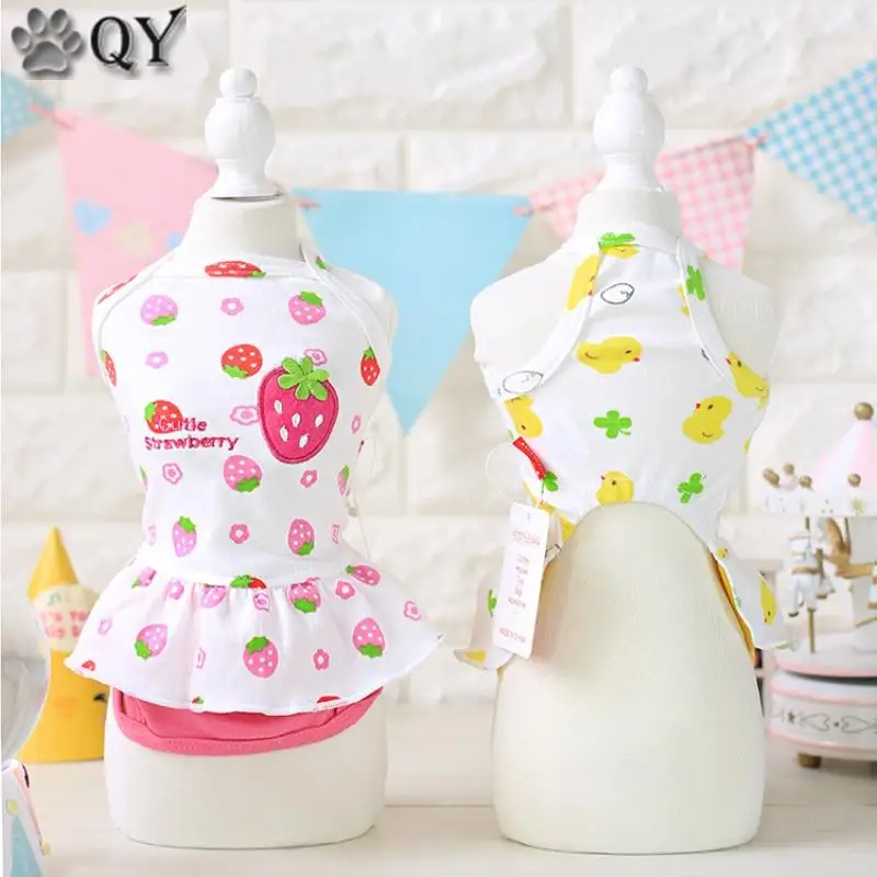 Милая Пижама для собак милая Йорка Тедди летняя одежда из 100% хлопка кошек щенков