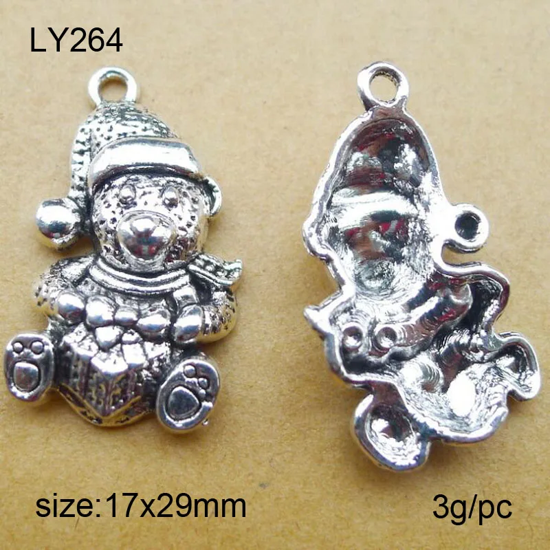 

20pcs/lot 17x29mm Vintage Silver Alloy Bear Charms Jewelry Pendant