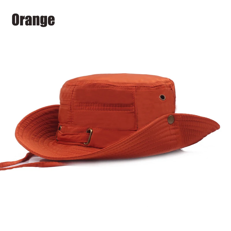 Orange RoxCober, одноцветная Кепка, летняя, унисекс, для улицы, дышащая, ведро, шапки, ветровая веревка, фиксированная, Пляжная шапка, рыбацкие кепки, козырьки - Цвет: Orange