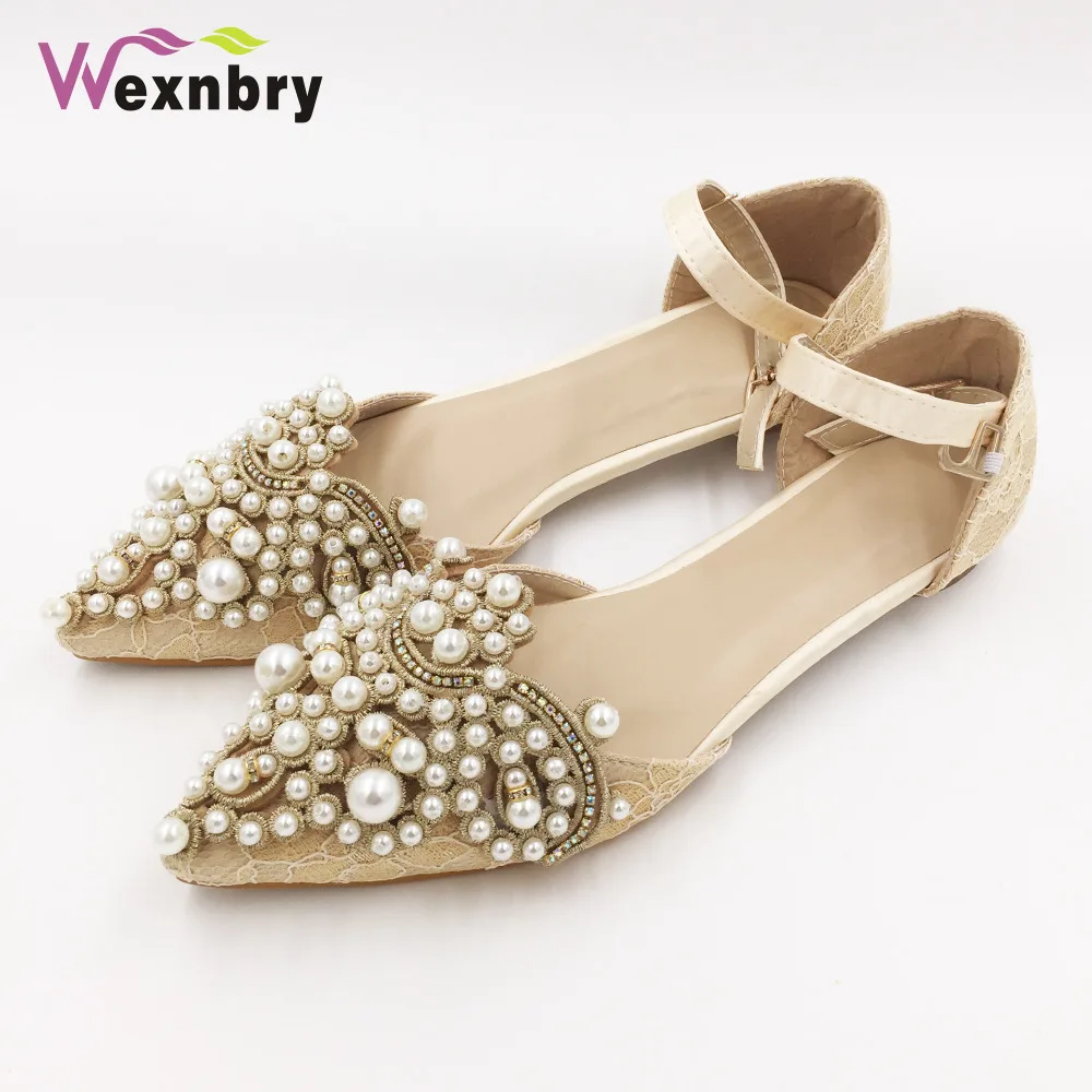 Wexnbry весенние и осенние модные туфли с острым носком на плоской подошве