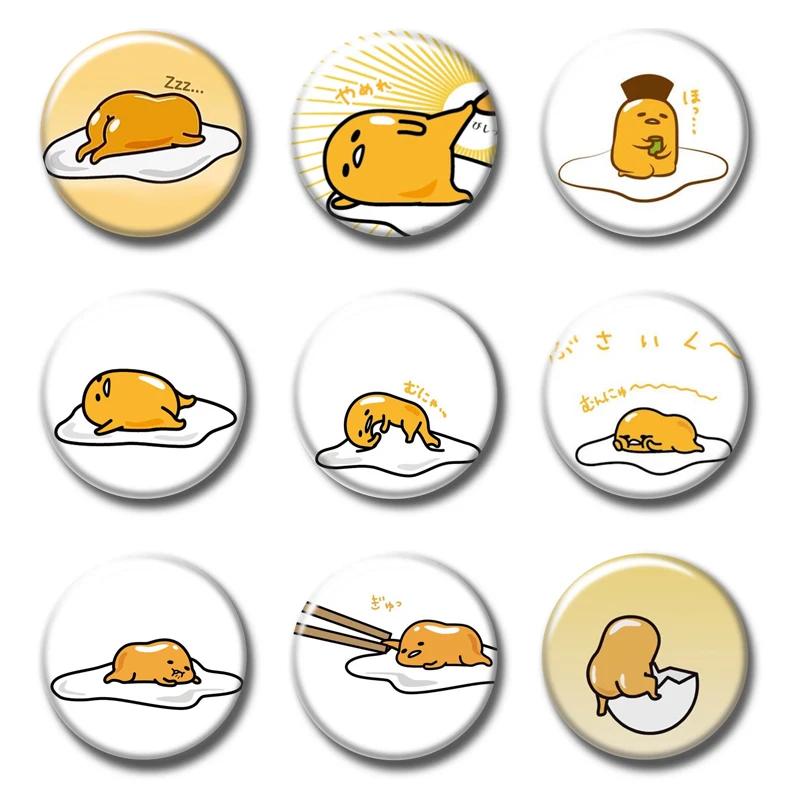 58 мм Gudetama Косплэй аниме Знак Кнопка Булавки брошь Значки рюкзаки Малый