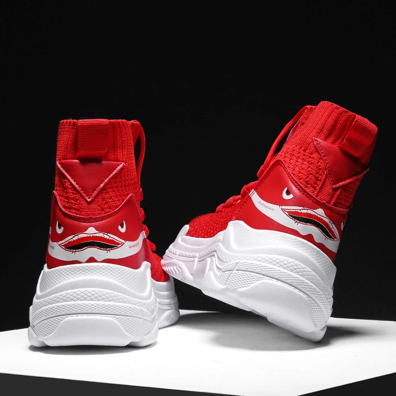 2019 уличные кроссовки в виде акулы для женщин и мужчин высокие женские обувь на