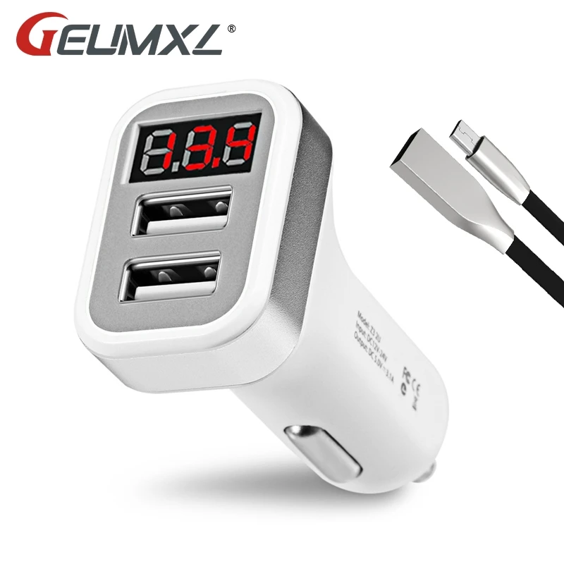 

For iPhone 6S 6Plus SE For Samsung S6 S5 S4 Mobile Phones Tablets Cable 2-Ports USB Output Car Charger 2.4A Max Fast Charge