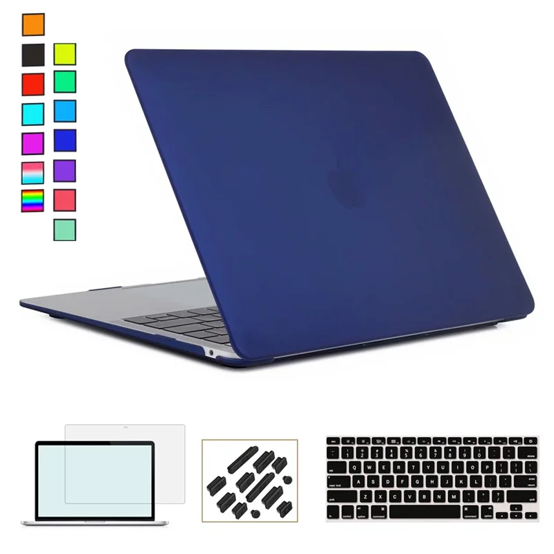Для нового Macbook Air 13 чехол+ клавиатура чехол для Apple Macbook Air Pro retina 11 12 13 15 Mac Book 15,4 13,3 дюймов чехол для ноутбука - Цвет: Matte Navy