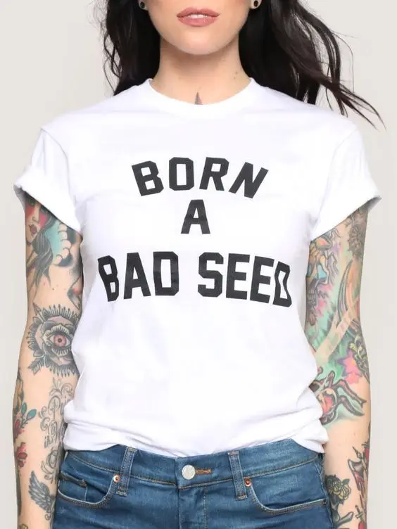 Футболка для девочек Born a bad seed blusa tumblr повседневные топы футболки летняя футболка