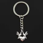 Брелок для ключей, 21x22 мм, серебристый, с поцелуями, голубями, птицами, сердцем, 30 мм