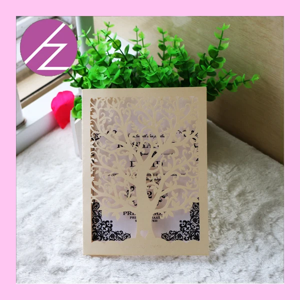 

100pcs/lot laser cut love tree wedding invitation card greeting party invitation card custom name and date wedding decoration