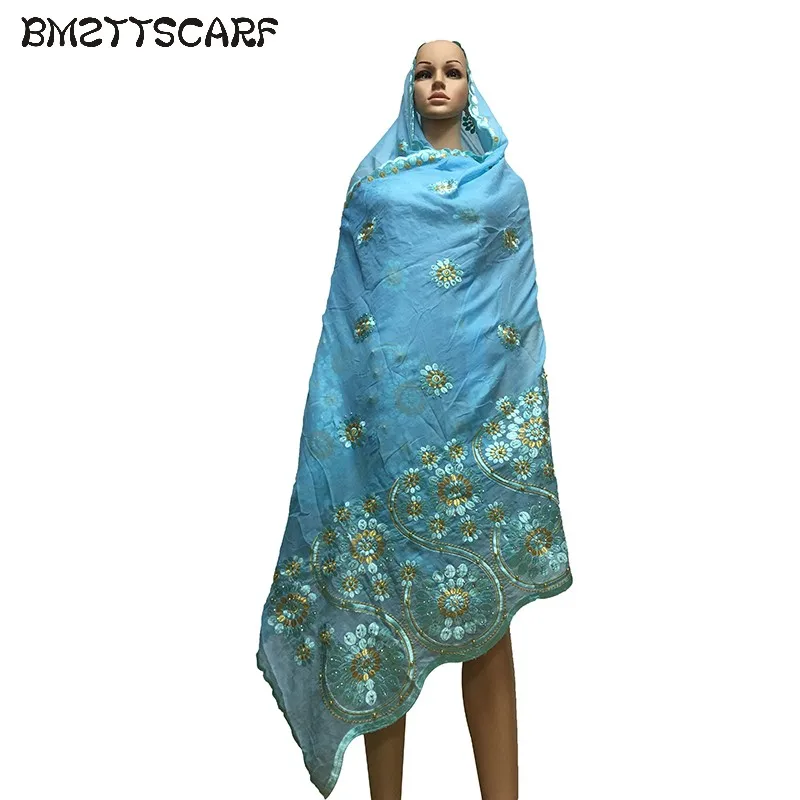2019 новейшая африканская Женская шаль мусульманская вышивка хлопковый шарф