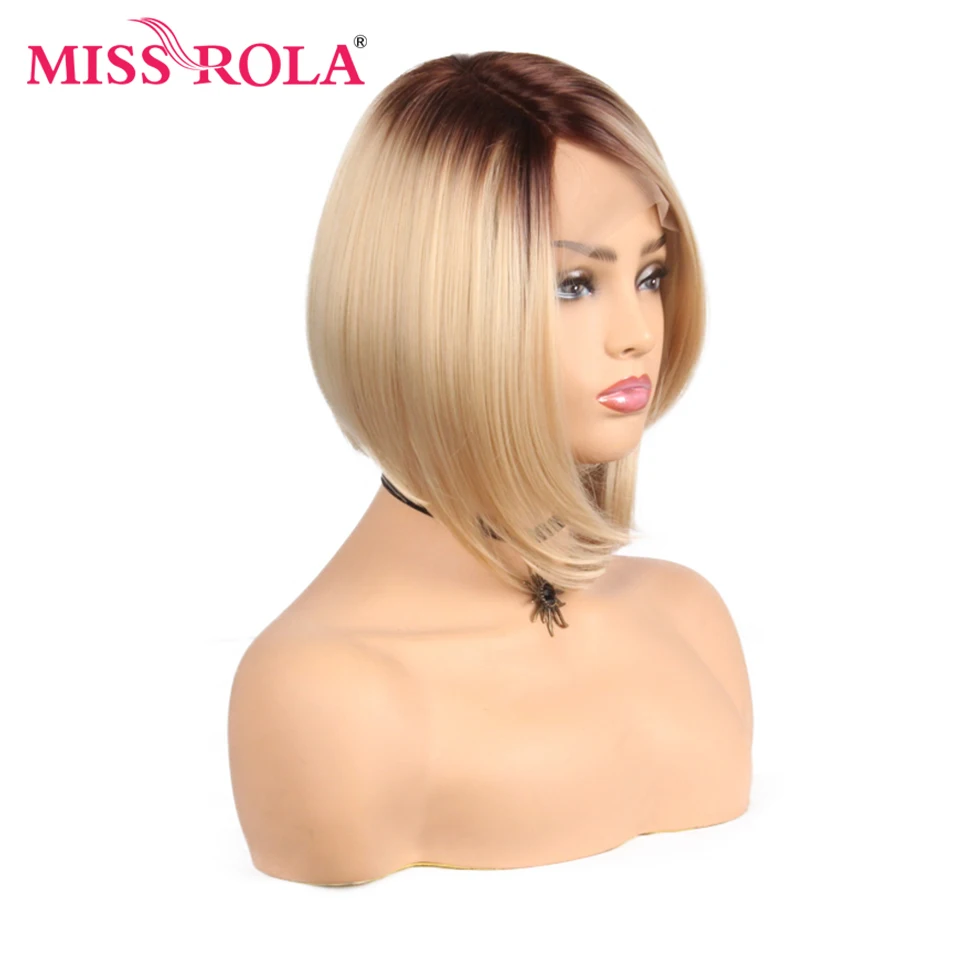 Синтетический парик Miss Rola короткий прямой с Т образным вырезом светлый цвет 150%