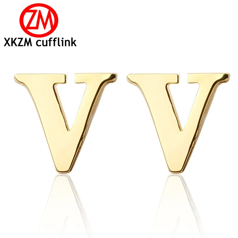 

Оптовая продажа мужские Запонки Золотые буквы V запонки пользовательские запонки мужские аксессуары мужские Запонки Высокое качество кноп...