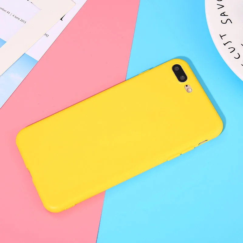 Цветной ТПУ силиконовый матовый чехол для iPhone 7 8 Plus 6 6s X Plus 5 5S мягкая задняя крышка для iPhone 11 Pro X XR XS Max чехол - Цвет: Yellow