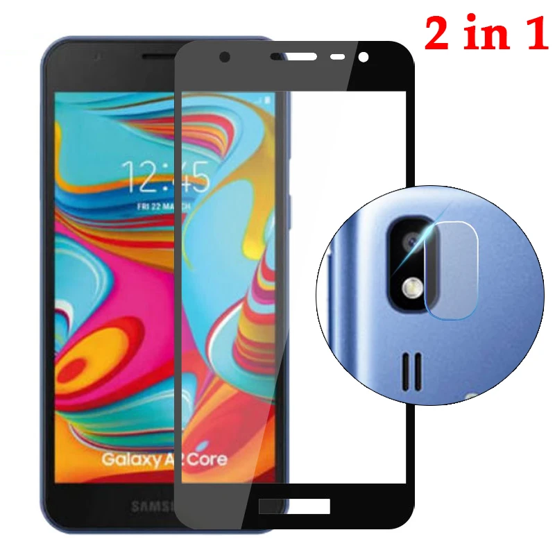 2 в 1 9D защитное закаленное стекло для Samsung A2 Core Защита объектива камеры Galaxy a2core A260F