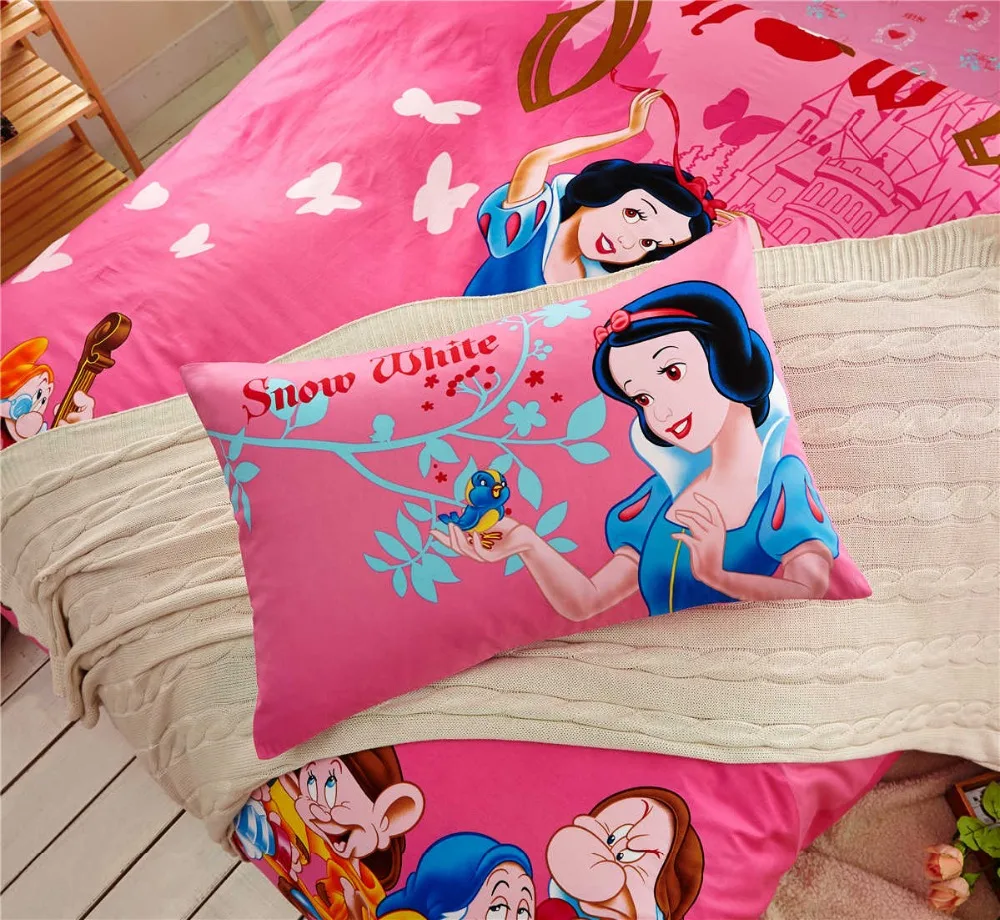 Комплект постельного белья с принтом Белоснежки и 7 карликов хлопковое покрывало