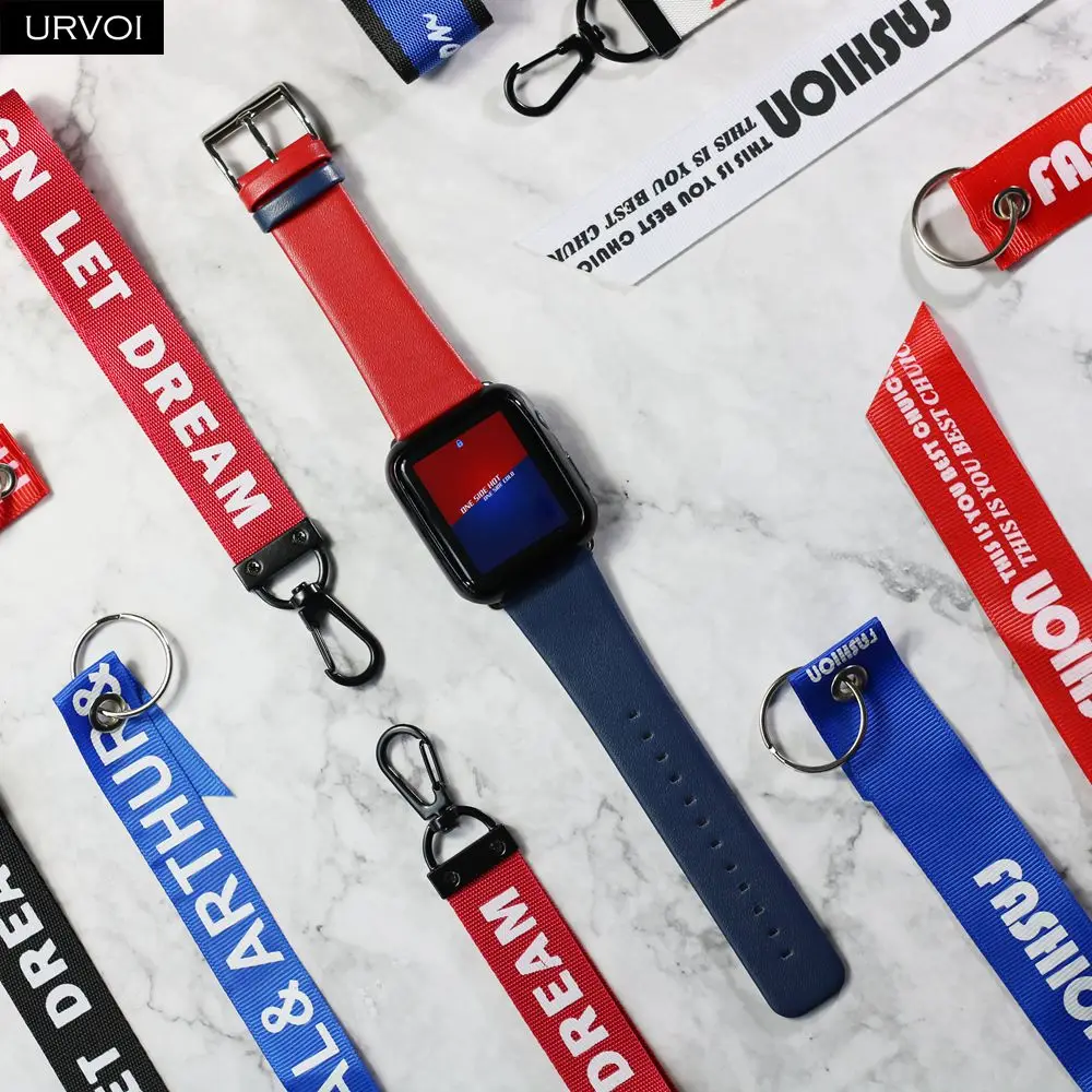 Ремешок URVOI для apple watch series 6 5 4 3 2 1 SE двойной цвет ремешок из натуральной кожи iwatch
