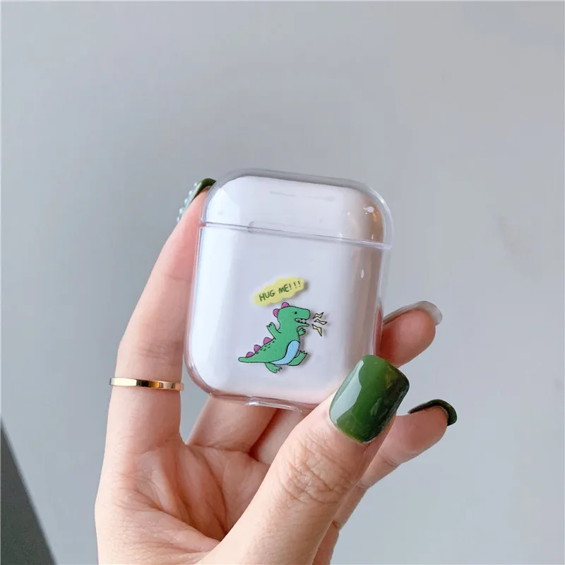 A6 Чехол для airpods с мультяшным динозавром, Bluetooth, беспроводной чехол для наушников, для airpods 1/2, жесткий корпус, прозрачный милый чехол для зарядки - Цвет: A6