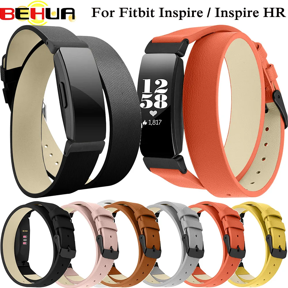 Двойной кожаный ремешок для Fitbit Inspire HR Браслет фитнес трекер аксессуары наручных