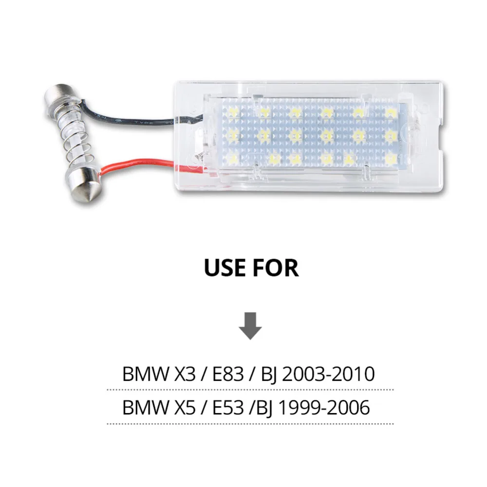 VooVoo Car LED License Plate Lights 12V For BMW X5 E53 X3 E83 Accessories 2X White SMD3528 Number Lamp Canbus Bulb Kit | Автомобили и