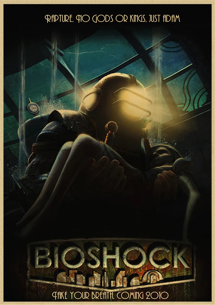BioShock Retro poster Home Furnishing decoration Kraft Game Poster Drawing Painting Wall stickers