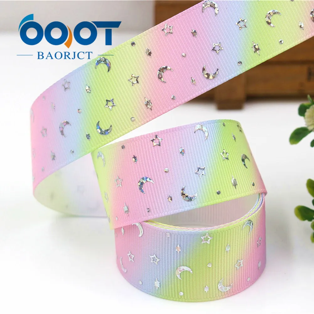 OOOT BAORJCT G-18604-319 блестящая Звезда Луна Лазерная Серебряная корсажная лента 25 мм 10