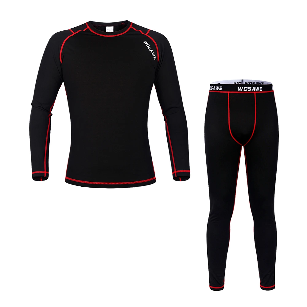 

WOSAWE Men Thermal Fleece Base Layer Compression Clothing Under Wear Cycling Bike Long Sleeve Jersey Winter Runing Tights