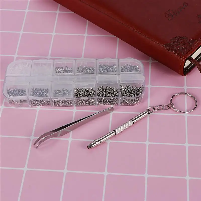 

Eyeglass Repair Kit Clock Watch Sunglass Eyeglass Portable Tiny Screws Nut Repair Tool Set Kit with Micro Screwdriver Tweezer