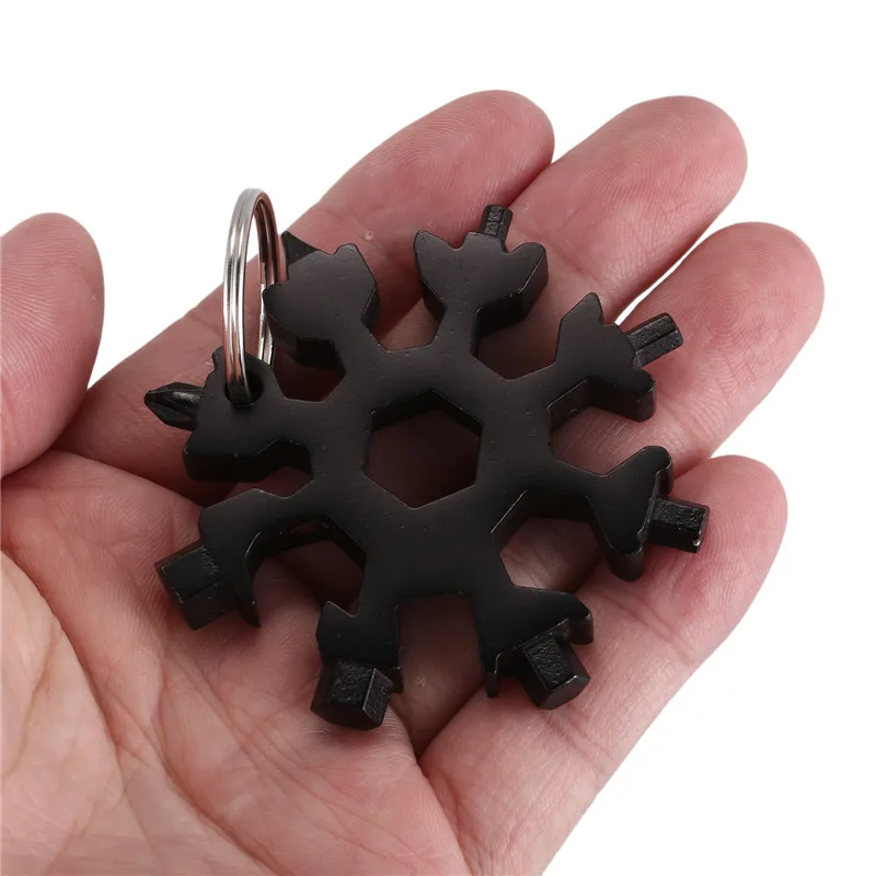 EDC Tool 18-in-1 multi-tool card combination Compact and portable Outdoor Snowflake tool Black Sliver | Спорт и развлечения