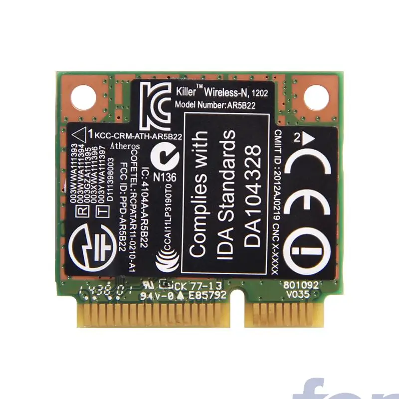 Беспроводная сетевая плата Dell Killer Wireless N 1202 AR5B22 Двухдиапазонная мини карта PCI E WiFi