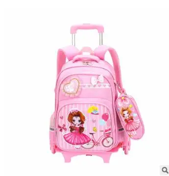 Школьный рюкзак на колесиках для девочек, детские дорожные сумки на колесиках для школы